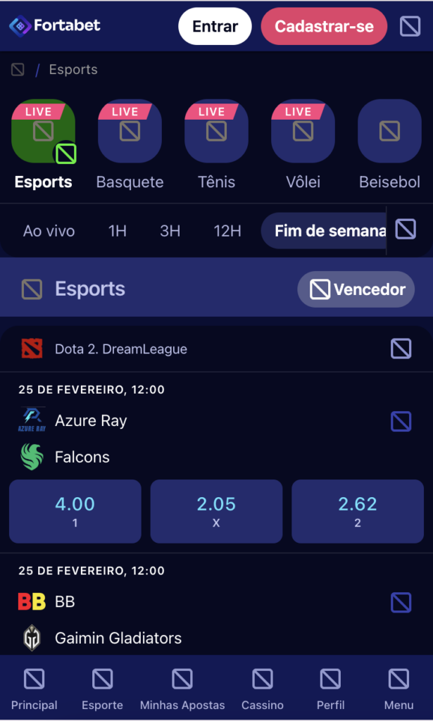 Muitas opções em e-sports